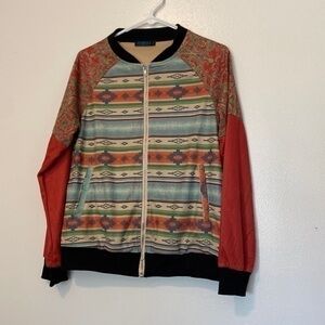 FASHION EXPRESS SERAPE/PAISLEY/SOLID JACKET western full zip up small